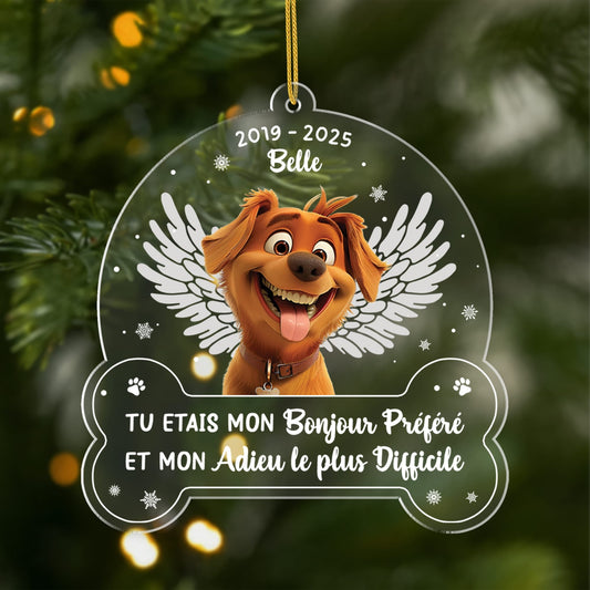 5647OFR1 ornement acrylique chien commemoratif personnalise avec photo mon adieu le plus difficile 5647okyzc