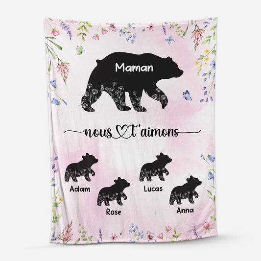 5651BFR1 plaid personnalise pour maman papa maman ours je taime 5651b3vza