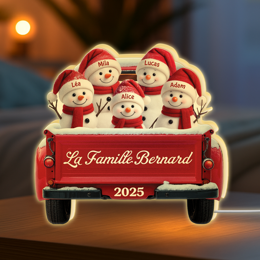 5659LFR2 lightbox personnalisable famille bonhomme de neige avec voiture 5659ltvzi