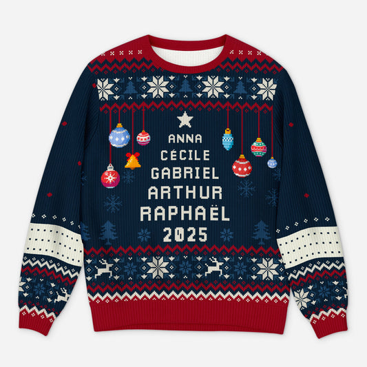 5662WFR1 pull moche de noel personnalise pour famille sapin noel avec prenom 5662wkqqi