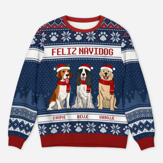 5666WFR1 pull moche chien de noel personnalise joyeux noel toutou 5666w6tmc