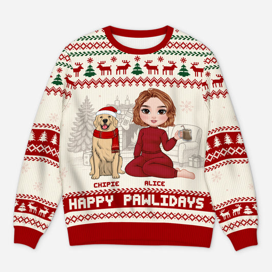 5668WFR1 pull moche chien de noel personnalise joyeux noel toutou et moi 5668w6htc