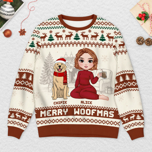 5668WFR2 pull moche chien de noel personnalise joyeux noel toutou et moi 5668w6htc