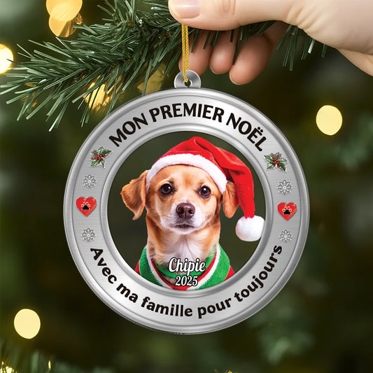 5675OFR2 orement noel en acrylique personnalise avec photo chat premier noel dans ma maison pour toujours 5675otzcd