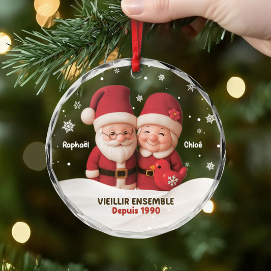 5679OFR2 ornement en verre personnalise couple bonhomme de neige vieillir ensemble 3d 5679okzqg