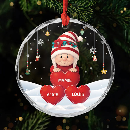 5682OFR1 ornement noel en verre personnalise avec prenom maman mamie gnome noel 5682okmna
