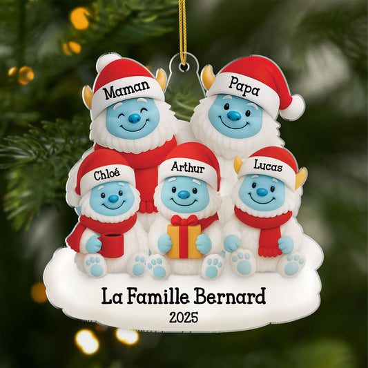 5684OFR1 ornement acrylique personnalise la famille noel yeti 5684otmai