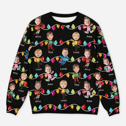 5692WFR1 pull moche de noel personnalise avec prenom les lumieres de maman papa 5692w8ltb