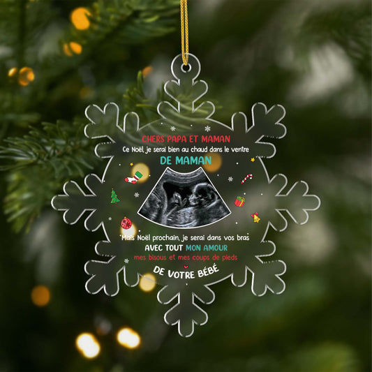 5694OFR1 ornement noel acrylique personnalise avec photo chers papa et maman 5694okuta