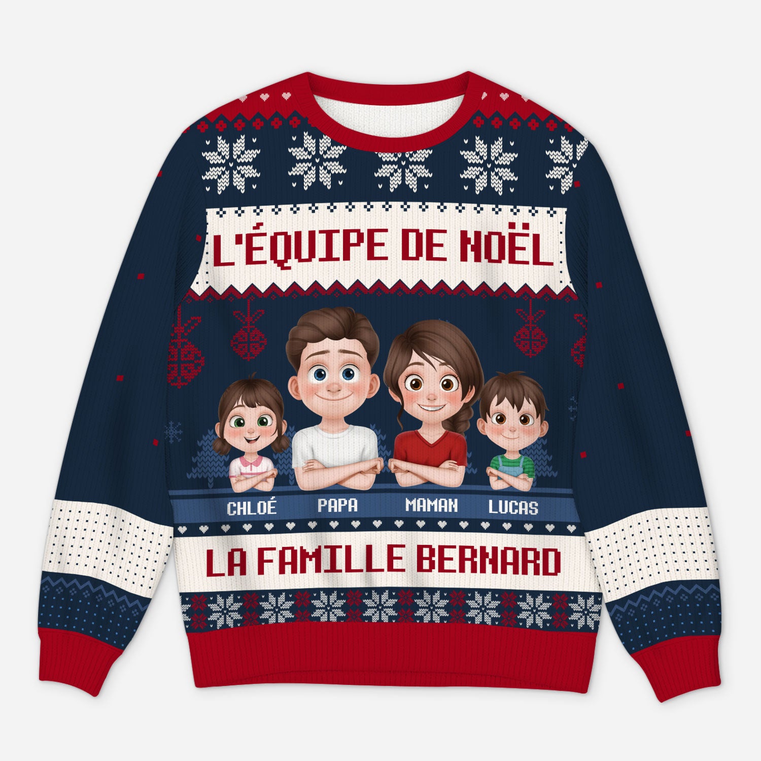 5695WFR1 pull moche personnalise famille la bande de noel 5695w8kai