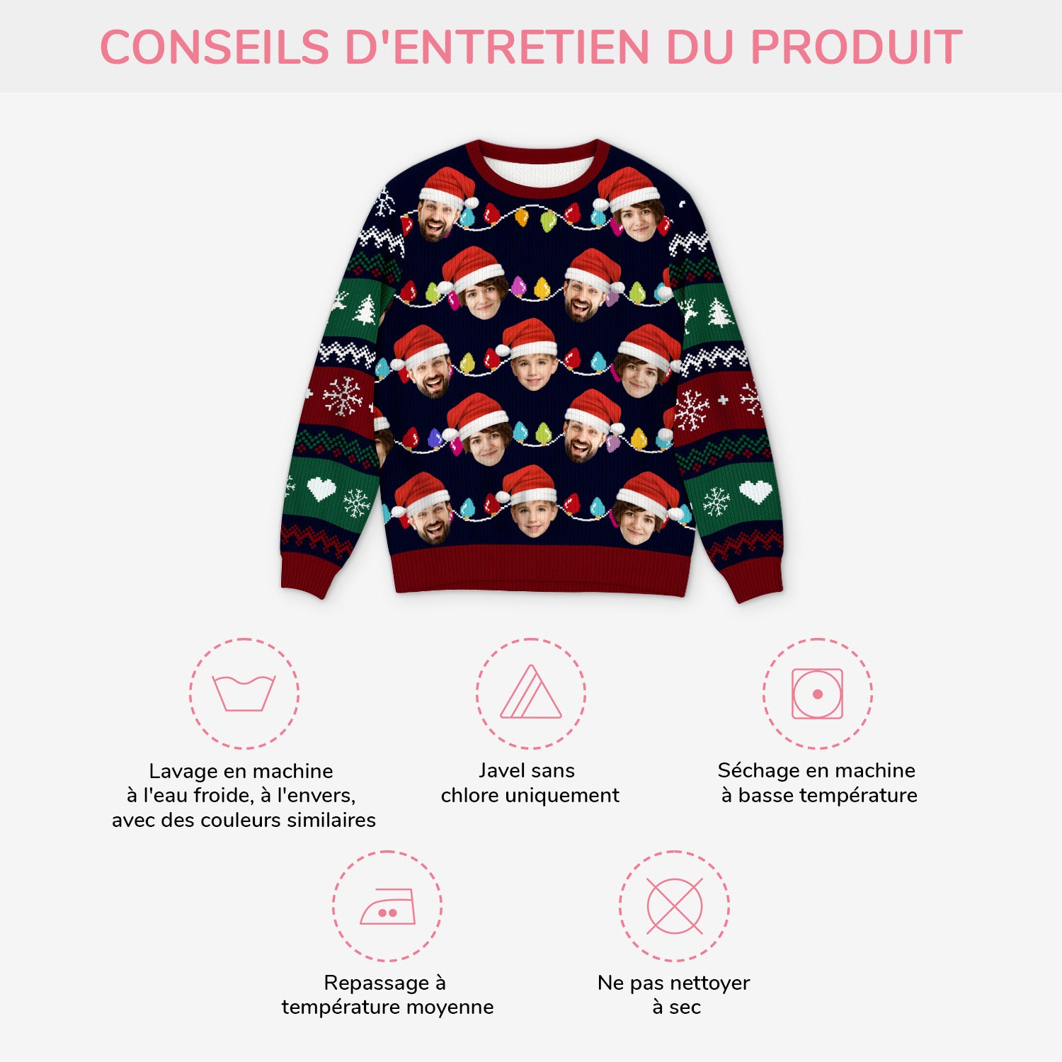 5696WFR4 pull moche personnalise avec photo notre pull noel de famille 5696w3vti