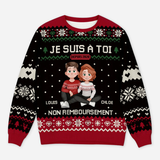 5701WFR1 pull moche de noel personnalise couple avec photo je suis a toi 5701w3zqg