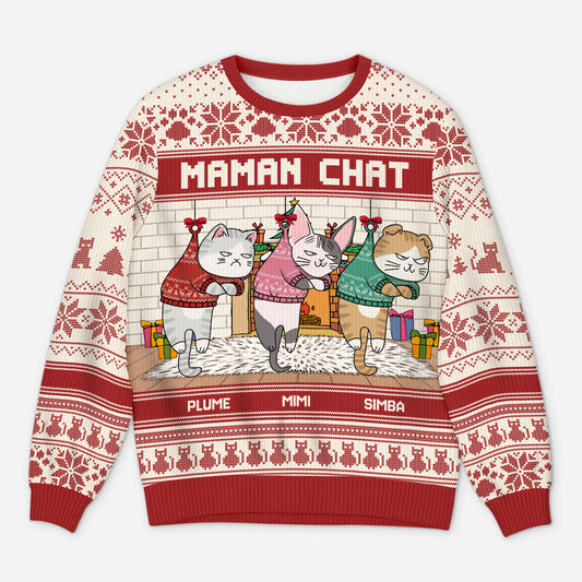 5702WFR1 pull moche personnalise maman chat version noel 5702wtmmd