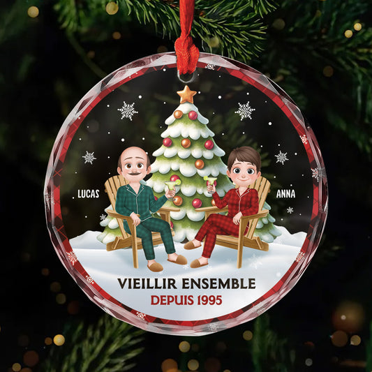 5705OFR1 ornement noel en verre personnalise couple vieillir ensemble depuis 5705okztg