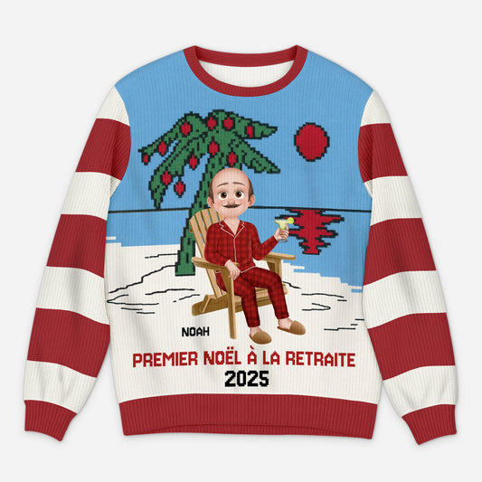 5707WFR1 pull moche personnalise premier noel a la retraite 5707wkvzb