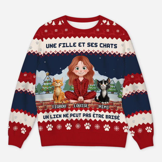 5709WFR1 pull moche de noel personnalise un homme et son chat 5709w8tad