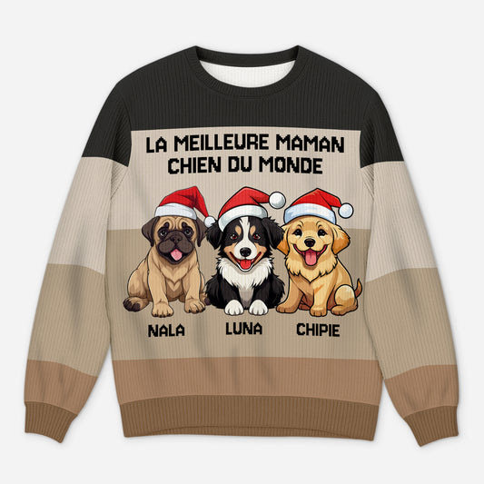 5711WFR1 pull moche de noel personnalise meilleure maman chien du monde 5711wtvcc