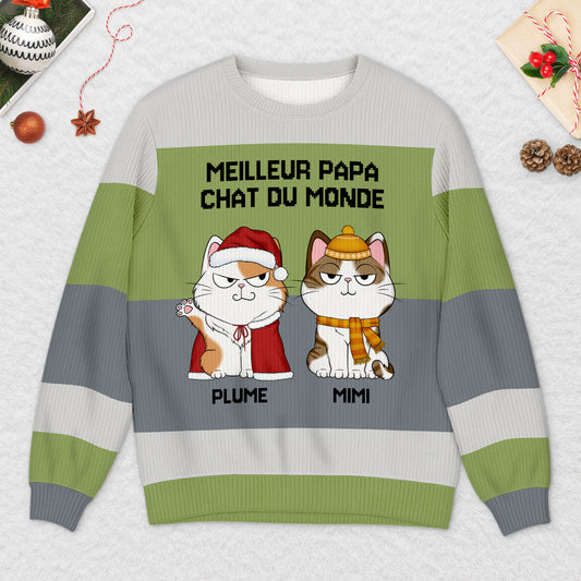 5711WFR2 pull moche de noel personnalise meilleure maman chat du monde 5711wtvcd