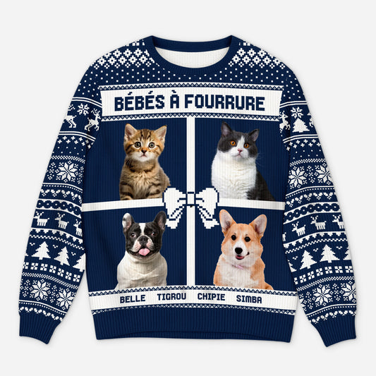 5714WFR1 pull moche de noel personnalise avec animal mes bebes a fourrure 5714w6hmd