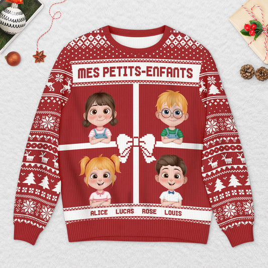 5714WFR2 pull moche de noel personnalise avec animal mes bebes a fourrure 5714w6hmd