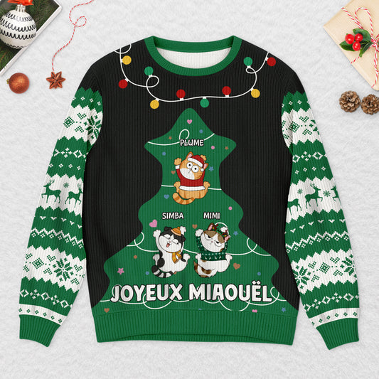 5732WFR2 pull moche de noel personnalise chat joyeux miaouel 5732wttnd