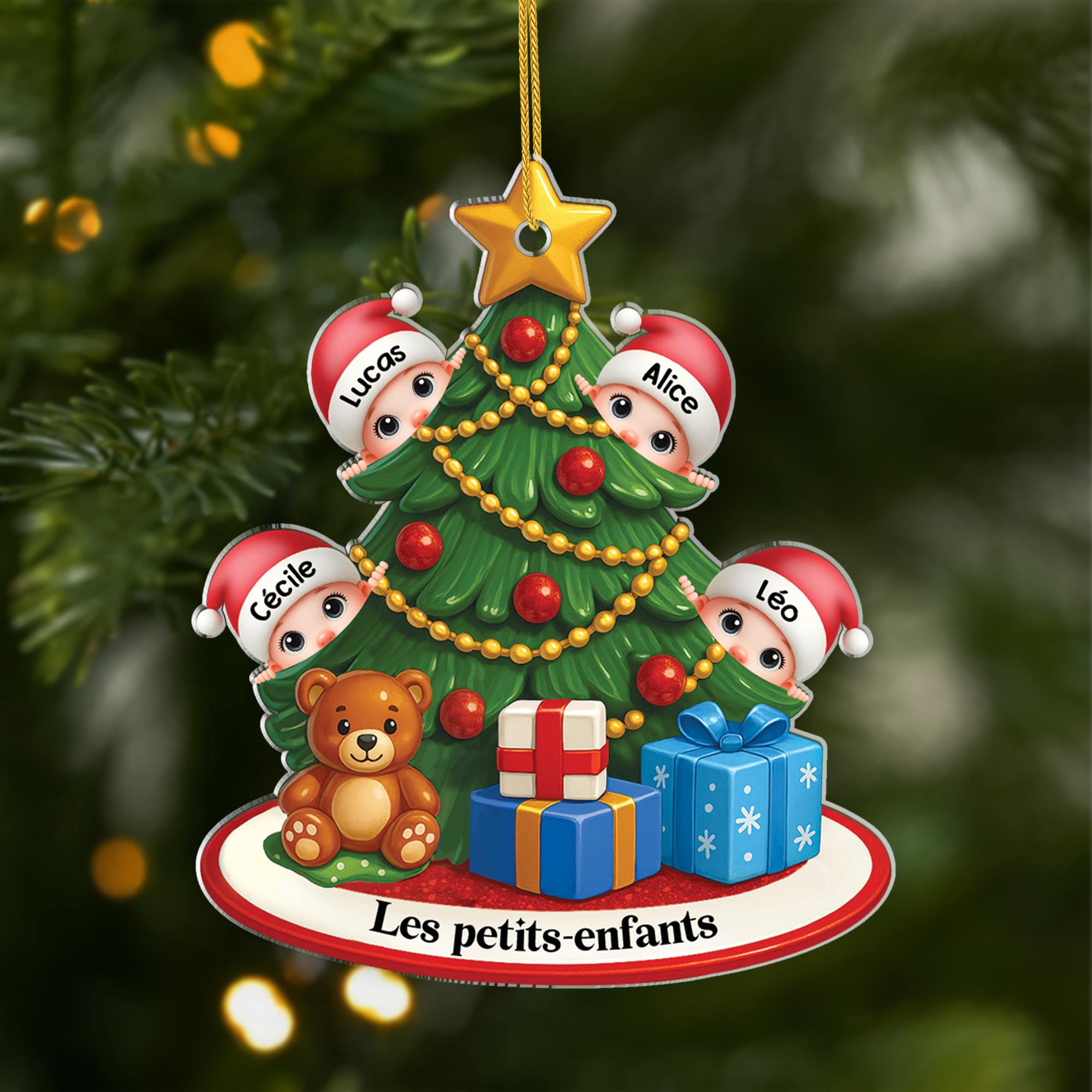 5746OFR1 ornement acrylique personnalise sapin de noel avec petits enfants 5746o6qaa