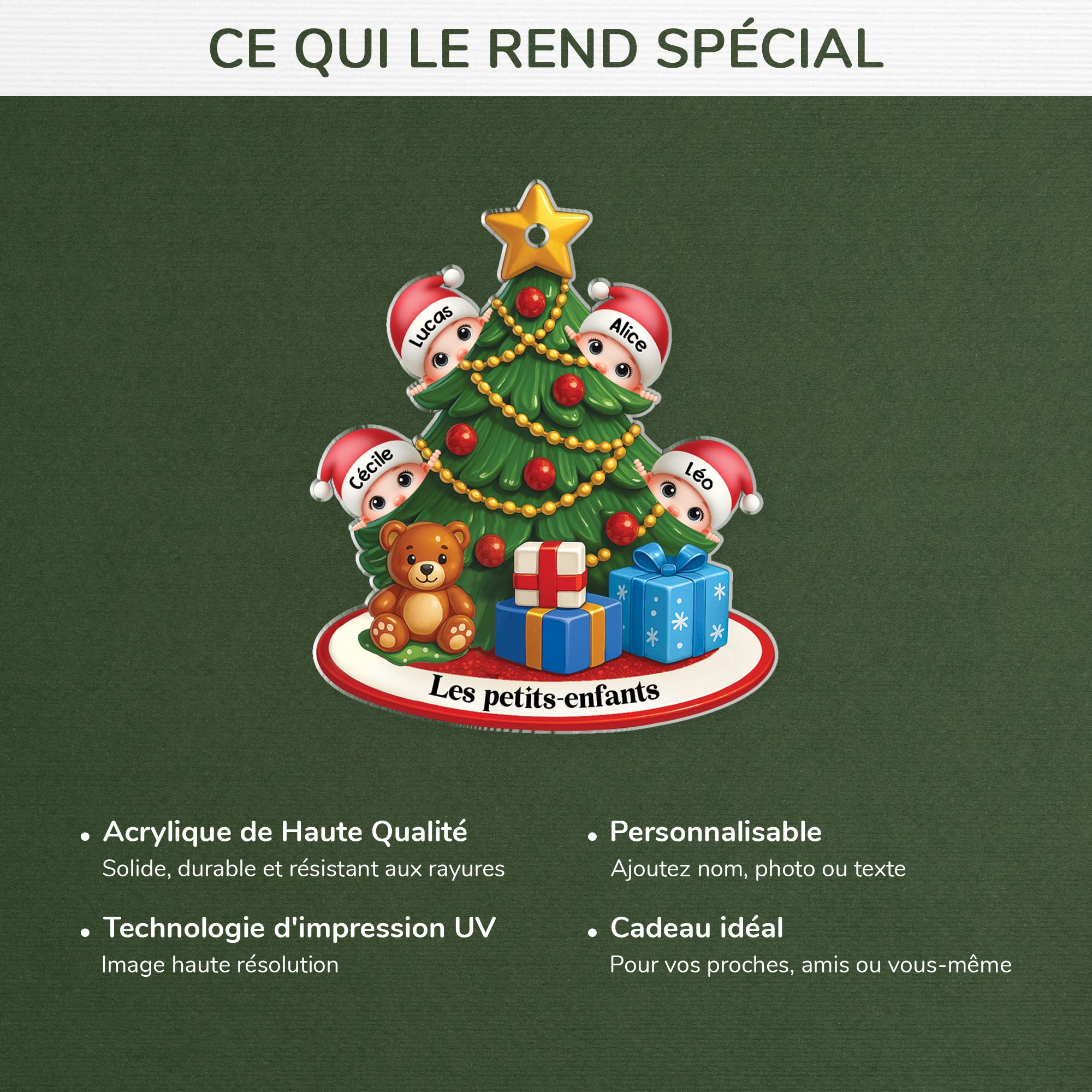 5746OFR4 ornement acrylique personnalise sapin de noel avec petits enfants 5746o6qaa