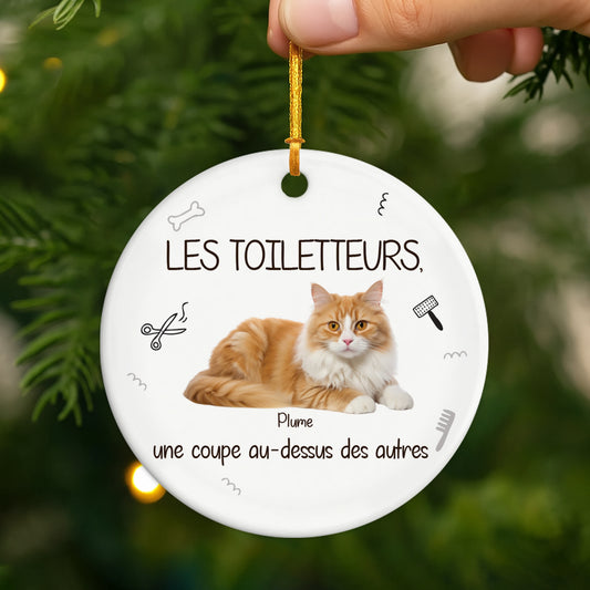 5756OFR2 ornement noel ceramique personnalise avec chat les toiletteurs 5756o6vqd