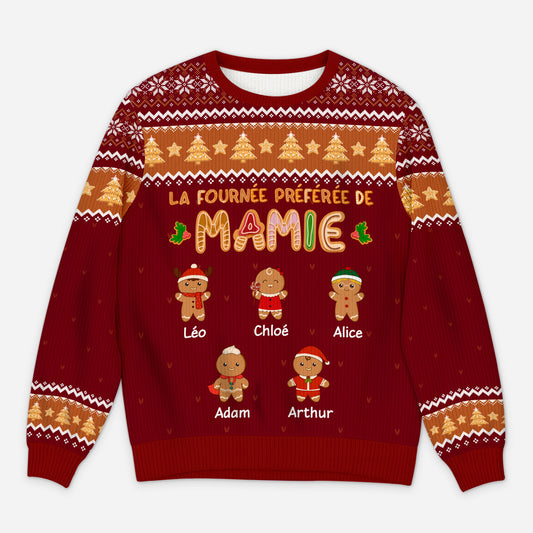 5764WFR1 pull moche de noel personnalise la fournee preferee de mamie 5764wkzza