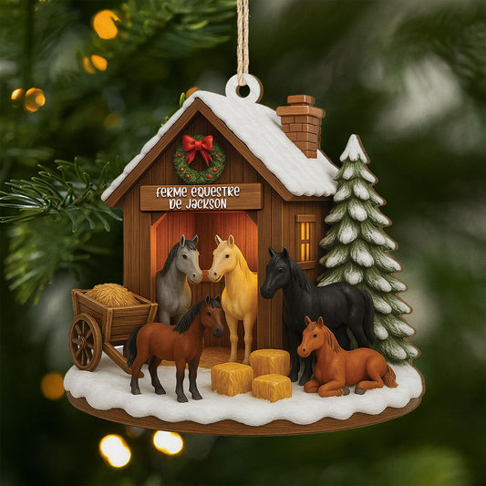 5767OFR1 effet dimpression 3d ornement noel en bois a 1 couche personnalise ferme de chevaux de jackson 5767o3lqu