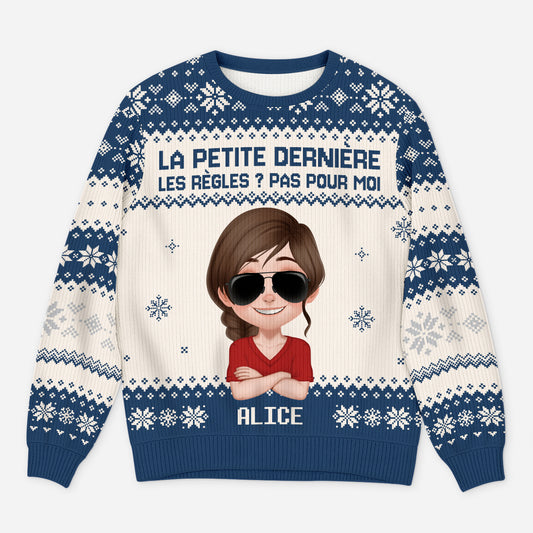 5770WFR1 pull moche de noel personnalise pour frere et soeur la petite derniere 5770w8vna