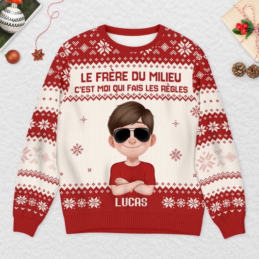 5770WFR2 pull moche de noel personnalise pour frere et soeur la petite derniere 5770w8vna