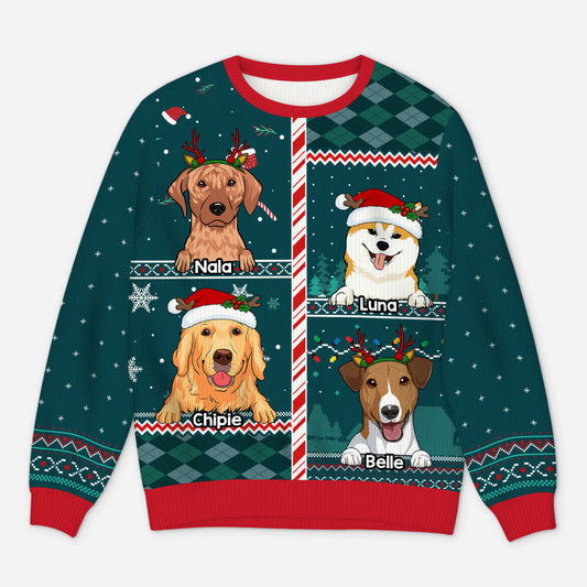 5772WFR1 pull moche de noel personnalise noel avec mes chiens 5772wkyac