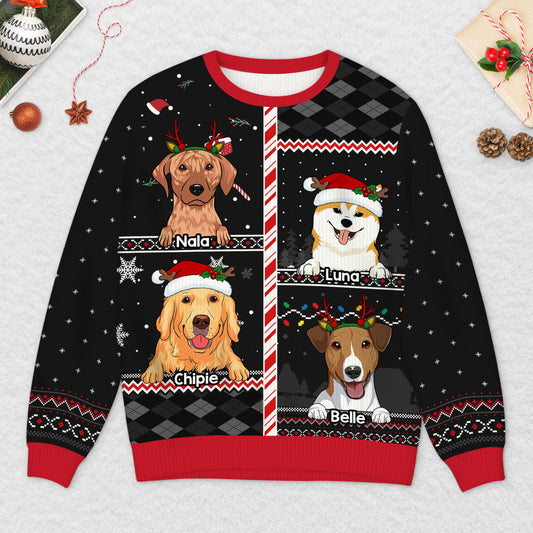 5772WFR2 pull moche de noel personnalise noel avec mes chiens 5772wkyac