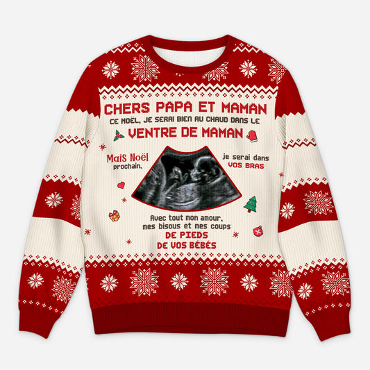 5773WFR1 pull moche de noel personnalise avec photo chers papa et maman 5773wkvza