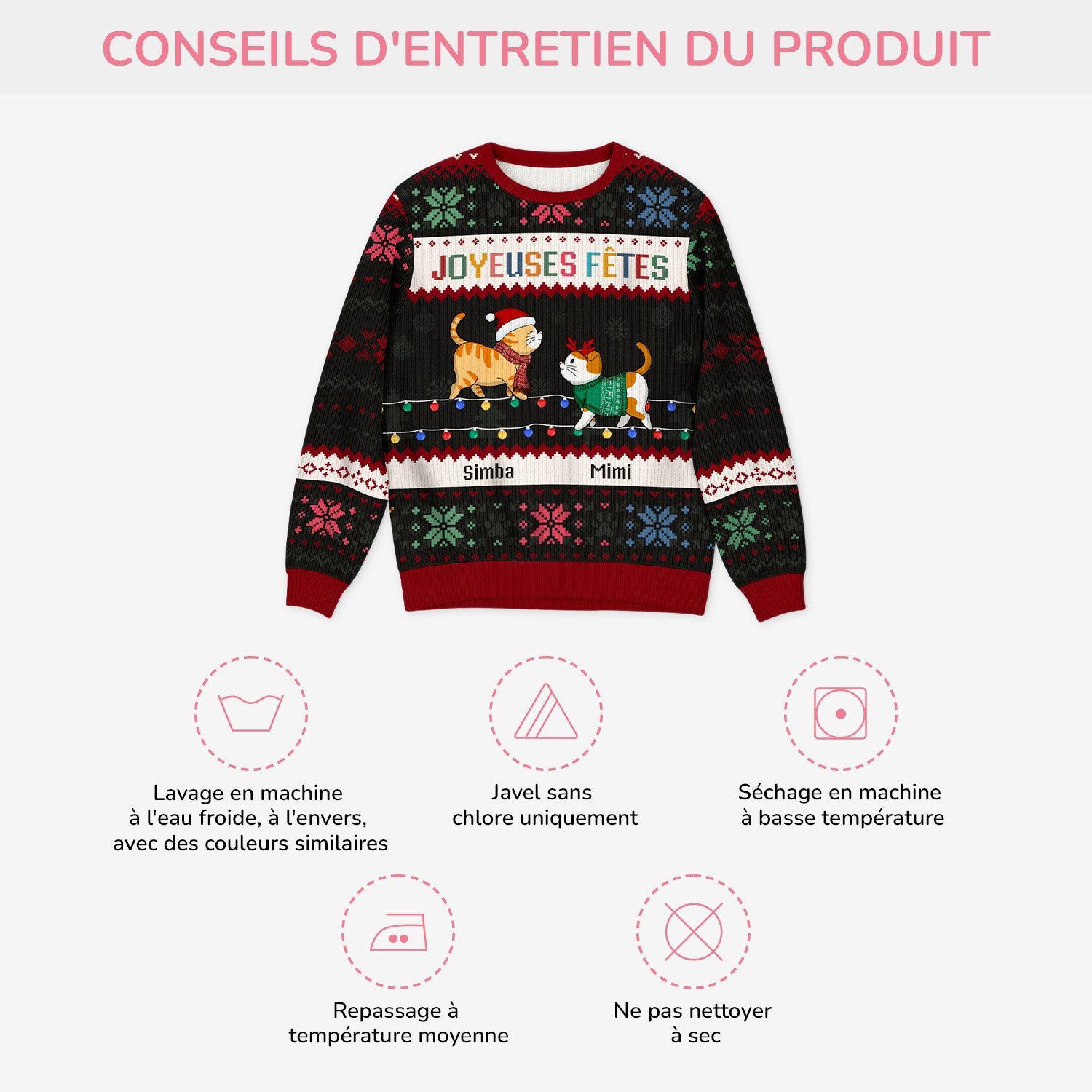 5774WFR4 pull moche de noel personnalise joyeux noel avec mes chats 5774w8qnd