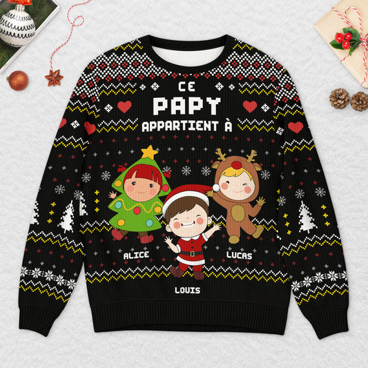 5781WFR2 pull moche de noel personnalise pour papy mamie ce papy genial appartient a 5781wtlta