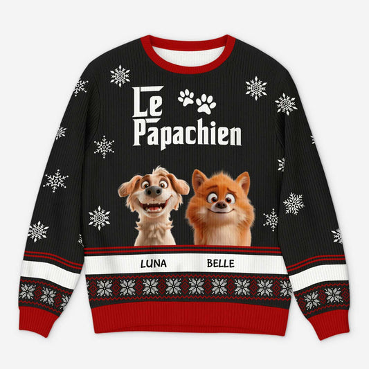 5782WFR1 pull moche de noel personnalise le papa chien 5782wkfcc