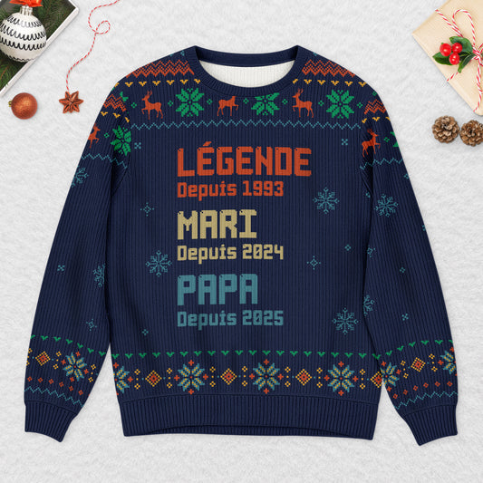 5785WFR2 pull moche de noel personnalise legende papa papy 5785w3hnb