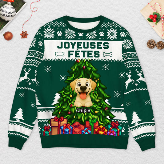 5787WFR2 pull moche de noel personnalise joyeuses fetes avec les chiens 5787wtqac