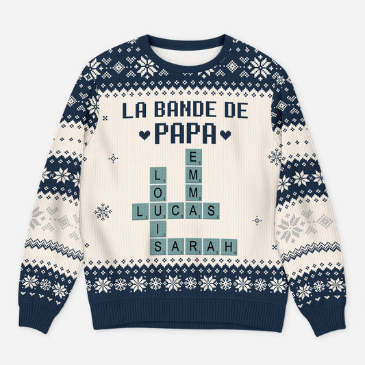 5794WFR1 pull moche de noel personnalise la bande a papa avec mots croises 5794w8tnb