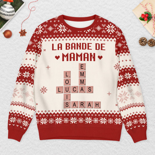 5794WFR2 pull moche de noel personnalise la bande a papa avec mots croises 5794w8tnb