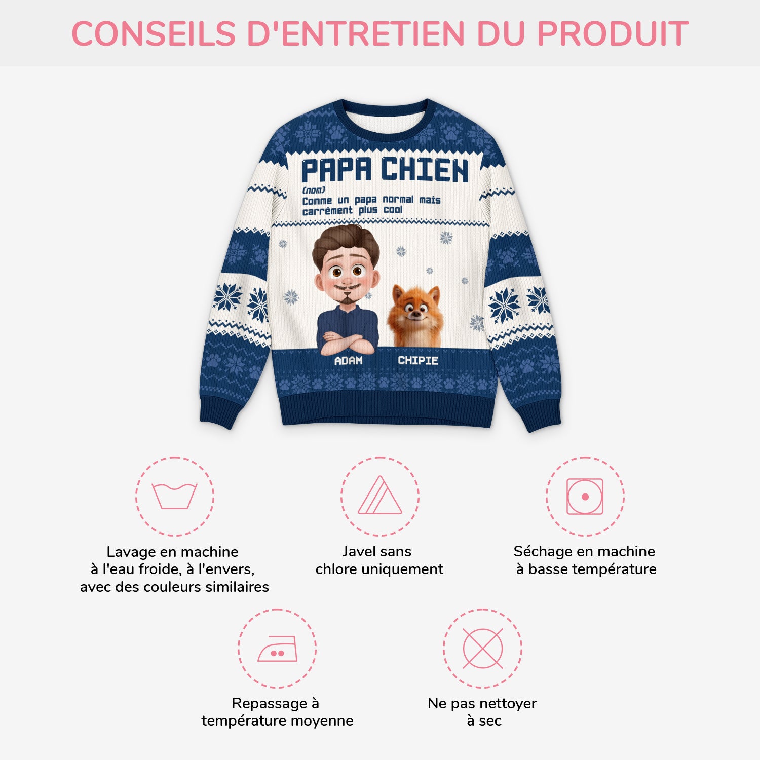 5803WFR4 pull moche de noel personnalise definition de papa chien 5803w3hzc