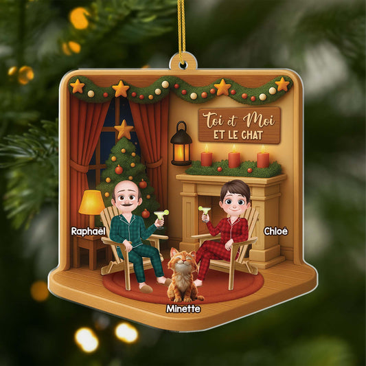 5804OFR1 effet dimpression 3d ornement noel acrylique personnalise juste toi moi et le chat 5804okqqd