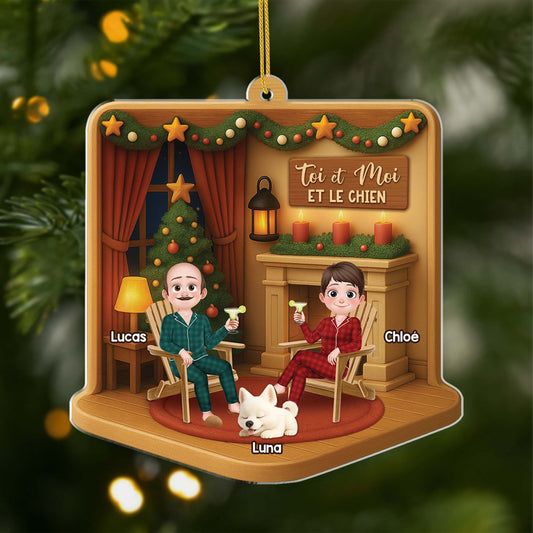 5804OFR1 effet dimpression 3d ornement noel acrylique personnalise juste toi moi et le chien 5804okqqc