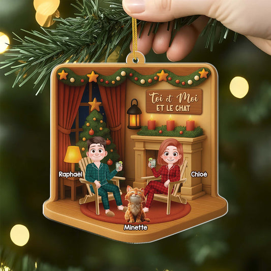 5804OFR2 effet dimpression 3d ornement noel acrylique personnalise juste toi moi et le chat 5804okqqd