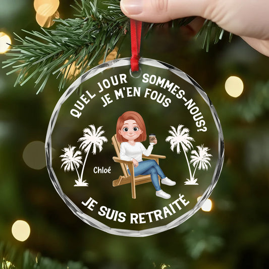 5811OFR2 ornement noel en verre personnalise je suis retraite 5811o8vcb