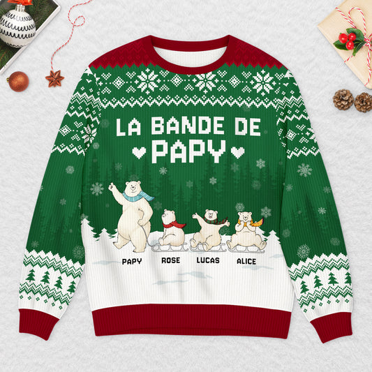 5812WFR2 pull moche de noel personnalise la bande a mamie ours blanc 5812w3vna