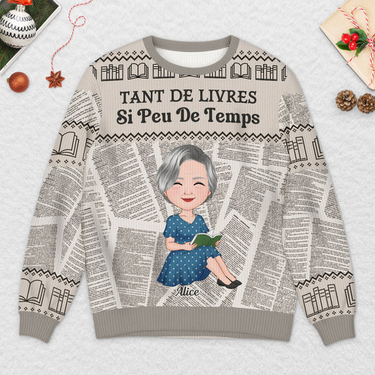 5814WFR2 pull moche de noel personnalise juste une fille qui aime les livres 5814wkmza