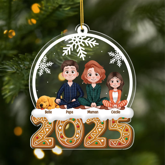 5822OFR1 ornement noel acrylique personnalise avec animal notre boule a neige de famille 5822otyai